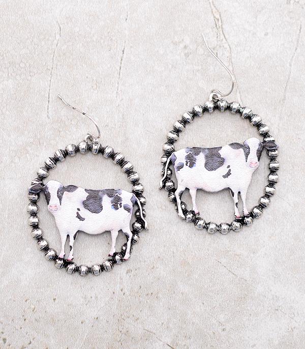 EARRINGS :: TRENDY EARRINGS :: Wholesale Western Cow Dangle Earrings