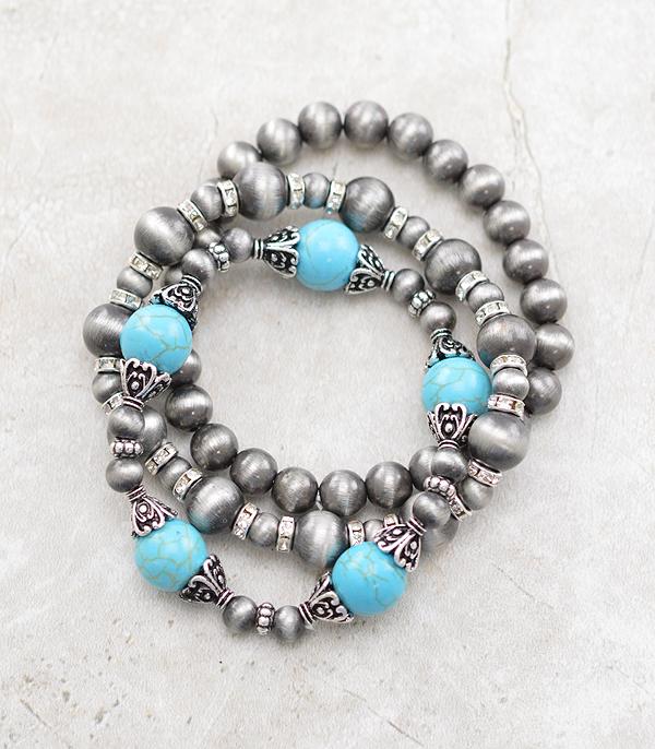 BRACELETS :: STRETCH-BEAD :: Wholesale Western Navajo Pearl Bracelet Set