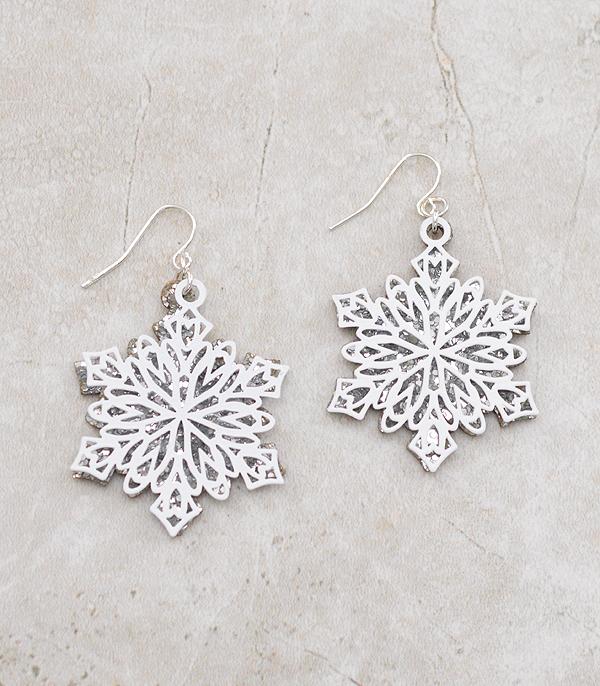 New Arrival :: Wholesale Glitter Snowflake Christmas Earrings