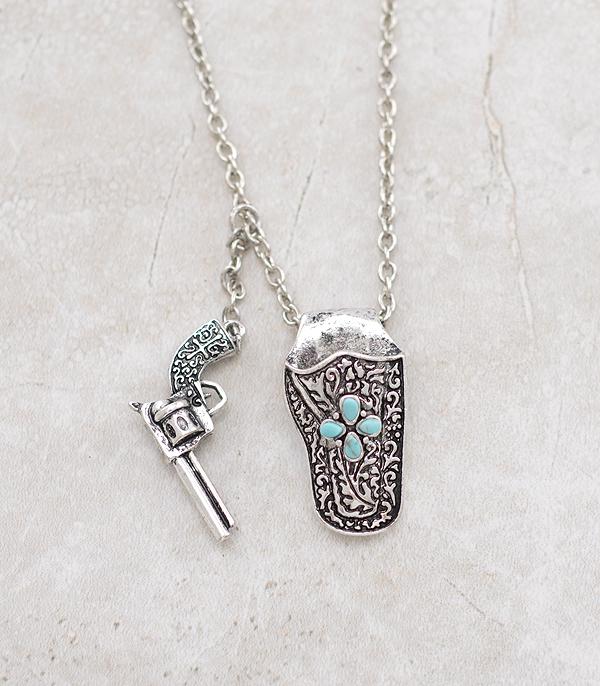 NECKLACES :: CHAIN WITH PENDANT :: Wholesale Western Pistol Gun Necklace