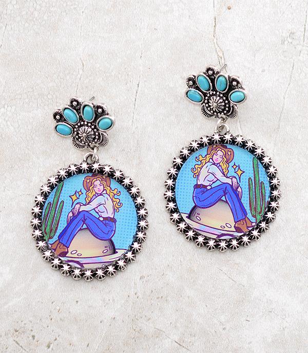 New Arrival :: Wholesale Western Cowgirl Concho Earrings