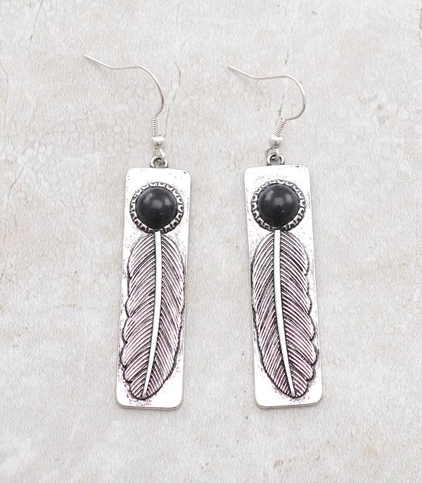 New Arrival :: Wholesale Western Semi Stone Feather Earrings