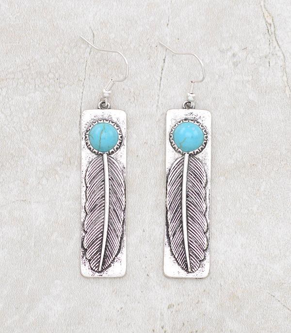 New Arrival :: Wholesale Western Turquoise Feather Earrings