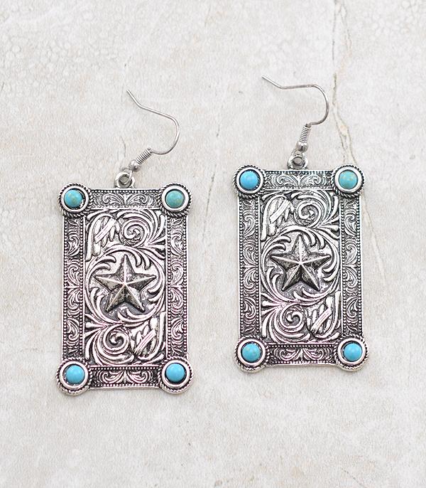 New Arrival :: Wholesale Western Turquoise Star Concho Earrings
