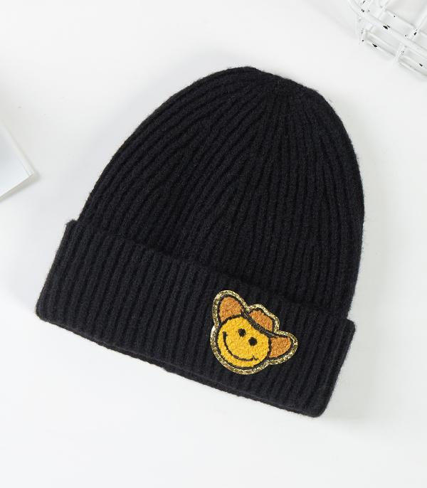 HATS I HAIR ACC :: BEANIES I HEADWRAP :: Wholesale Cowboy Smile Face Beanie