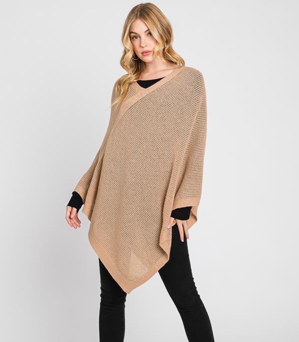 KIMONO I SCARVES :: KIMONO / PONCHO :: Wholesale Solid Color Knit Poncho