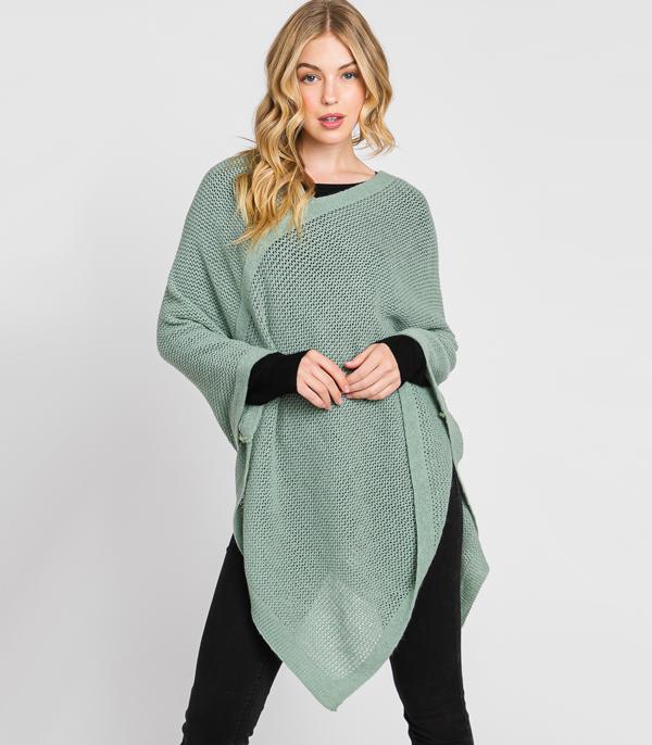 KIMONO I SCARVES :: KIMONO / PONCHO :: Wholesale Solid Color Knit Poncho