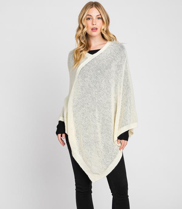 KIMONO I SCARVES :: KIMONO / PONCHO :: Wholesale Solid Color Knit Poncho