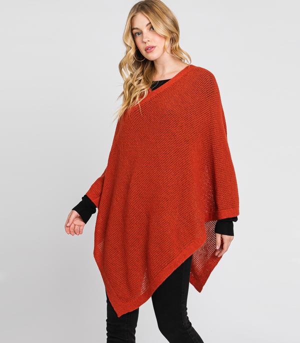 New Arrival :: Wholesale Solid Color Knit Poncho