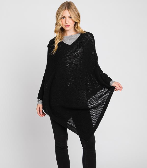 New Arrival :: Wholesale Solid Color Knit Poncho
