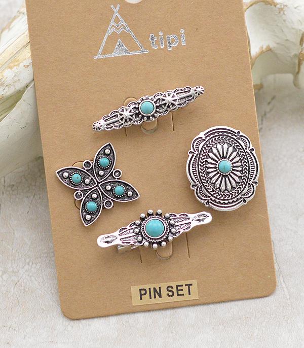 HATS I HAIR ACC :: HEADBANDI HAIR ACC :: Wholesale Western Turquoise Pin Set