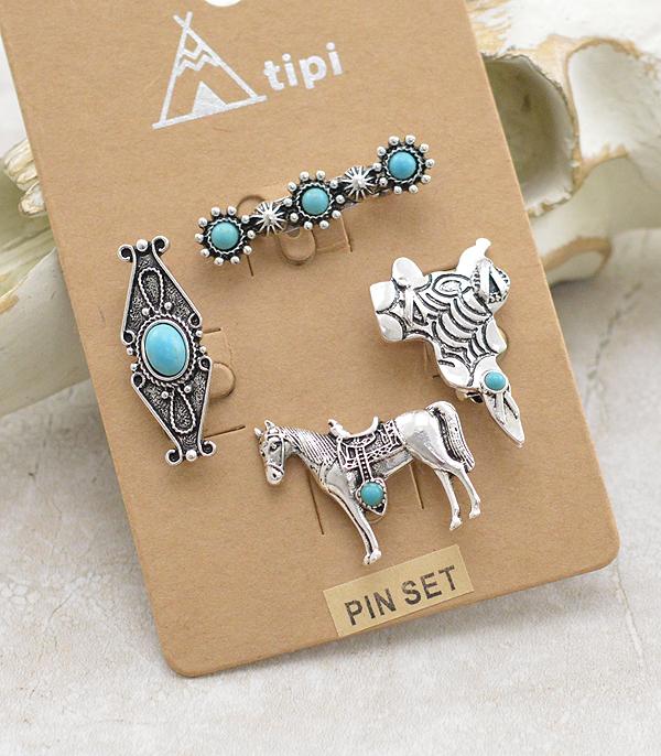 HATS I HAIR ACC :: HAT ACCESSORIES :: Wholesale Western Turquoise Hat Pin