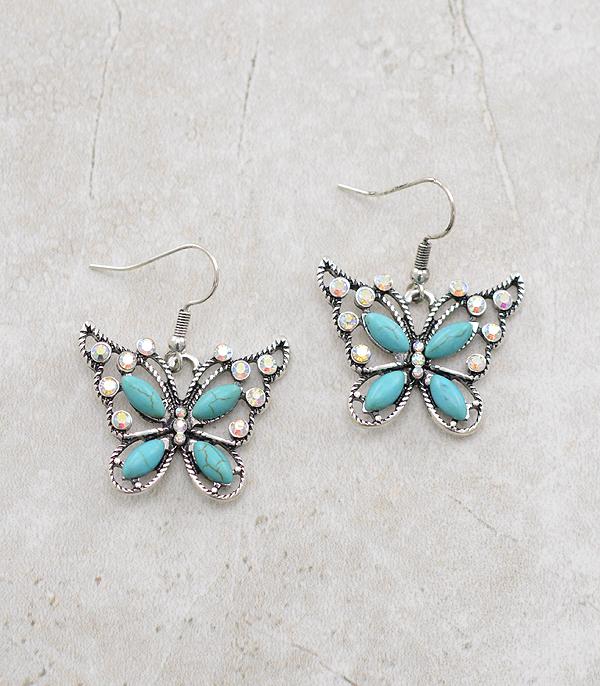 New Arrival :: Wholesale Western Turquoise Butterfly Earrings