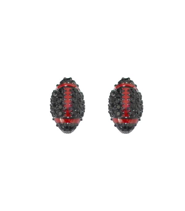 SPORTS THEME :: Wholesale Game Day Rhinestone Football Earrings