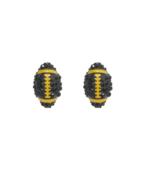 SPORTS THEME :: Wholesale Game Day Rhinestone Football Earrings