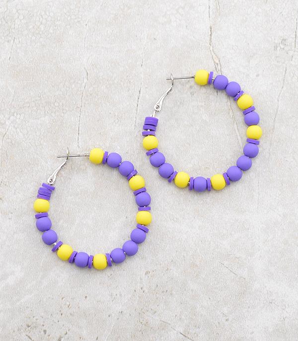 EARRINGS :: HOOP EARRINGS :: Wholesale Game Day School Color Earrings