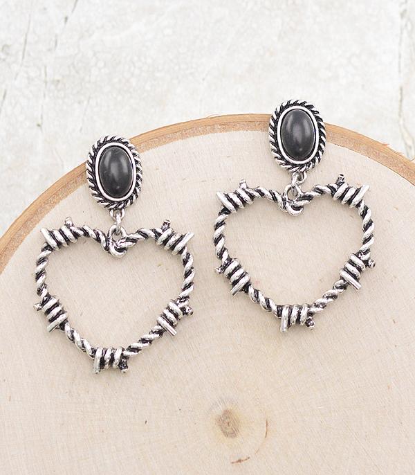 New Arrival :: Wholesale Western Barbwire Heart Earrings