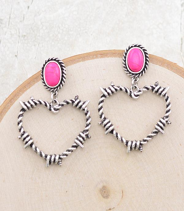 New Arrival :: Wholesale Western Barbwire Heart Earrings