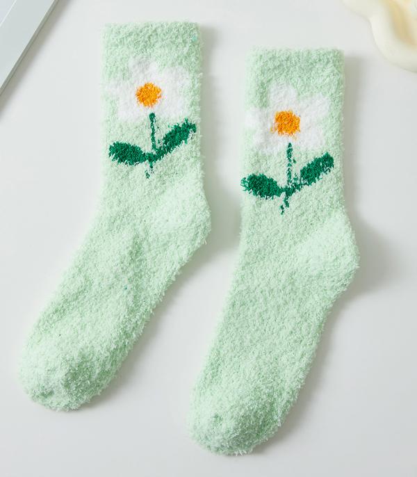 GLOVES I SOCKS :: Wholesale Flower Print Soft Cozy Socks