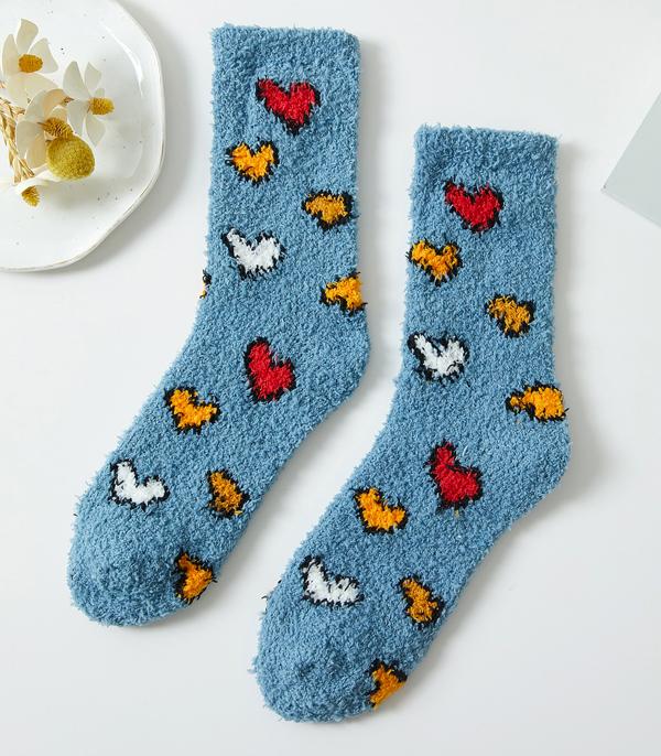 GLOVES I SOCKS :: Wholesale Heart Print Soft Cozy Socks