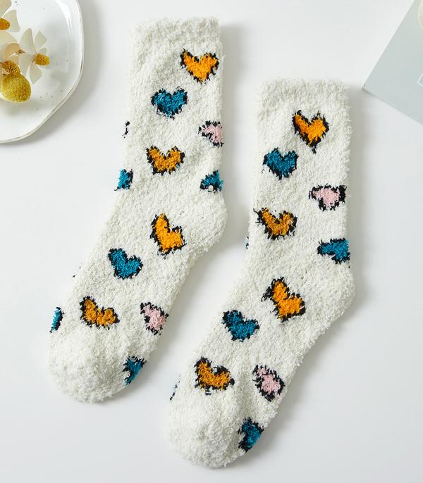 New Arrival :: Wholesale Heart Print Soft Cozy Socks