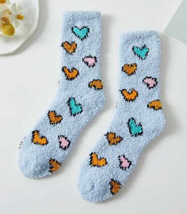 GLOVES I SOCKS :: Wholesale Heart Print Soft Cozy Socks