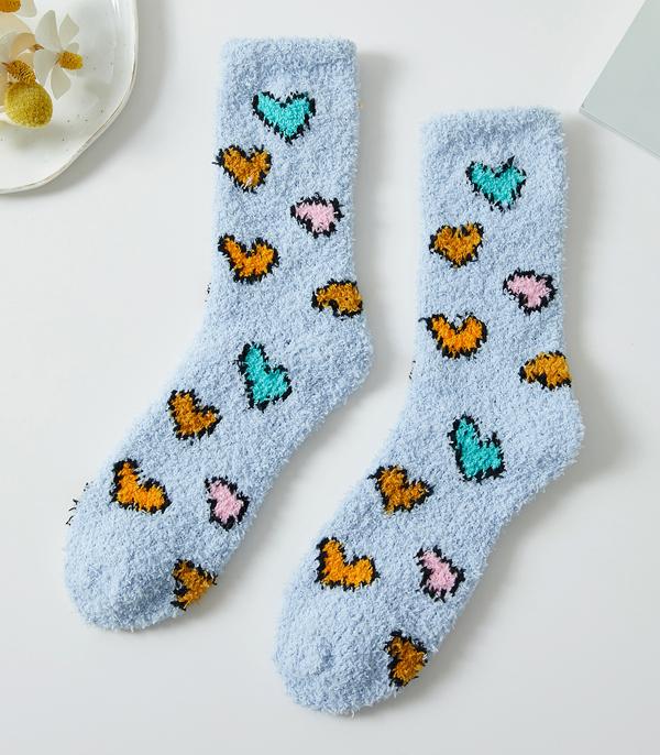<font color=GREEN>HOLIDAYS</font> :: SOCKS I GLOVES :: Wholesale Heart Print Soft Cozy Socks