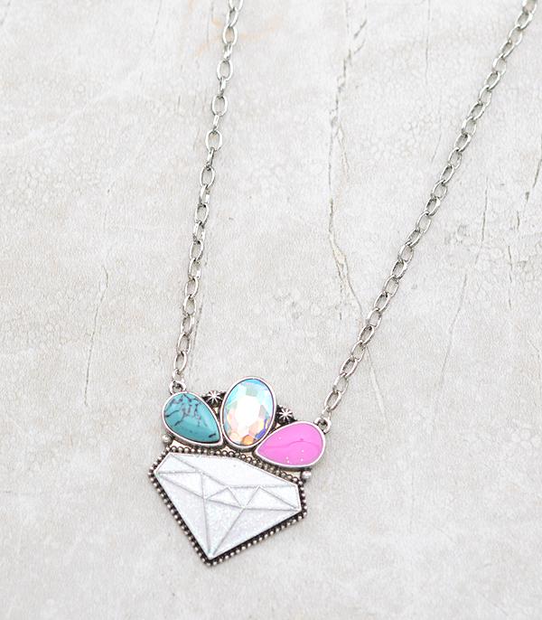 New Arrival :: Wholesale Western Pink Cowgirl Diamond Necklace