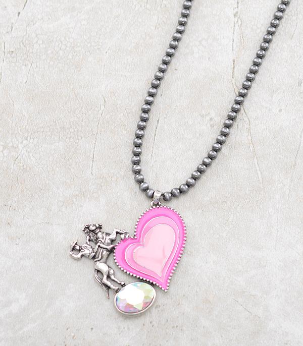 New Arrival :: Wholesale Western Pink Cowgirl Necklace