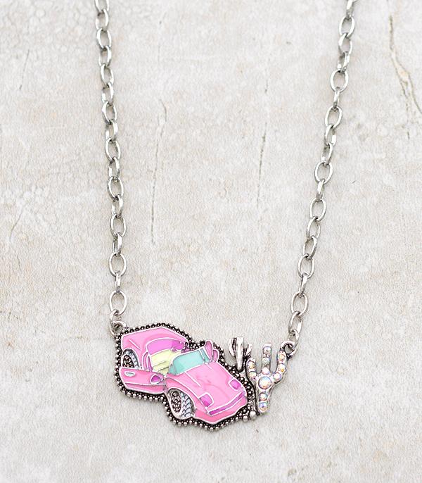 <font color=#FF6EC7>PINK COWGIRL</font> :: Wholesale Western Pink Car Necklace