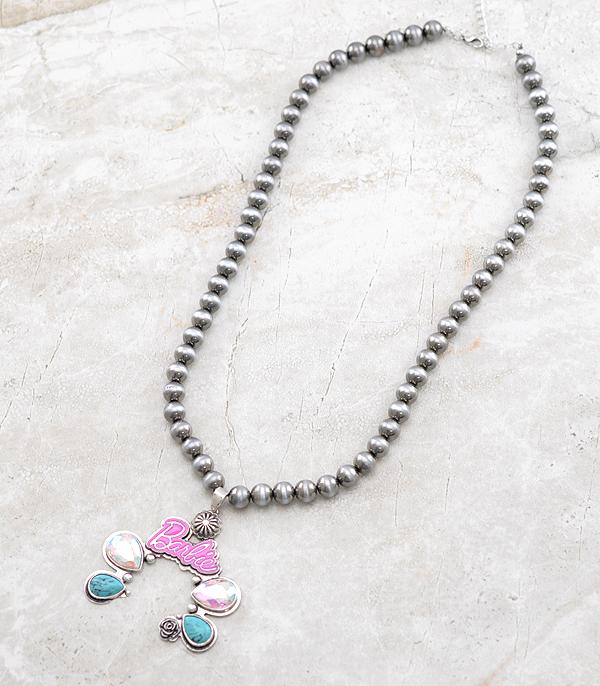 New Arrival :: Wholesale Western Pink Cowgirl Squash Necklace