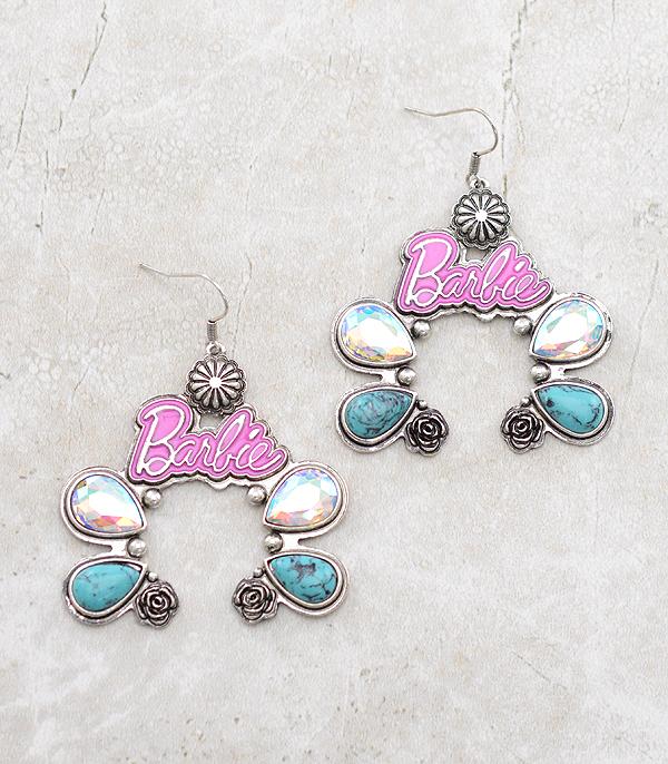 <font color=#FF6EC7>PINK COWGIRL</font> :: Wholesale Western Squash Blossom Earrings