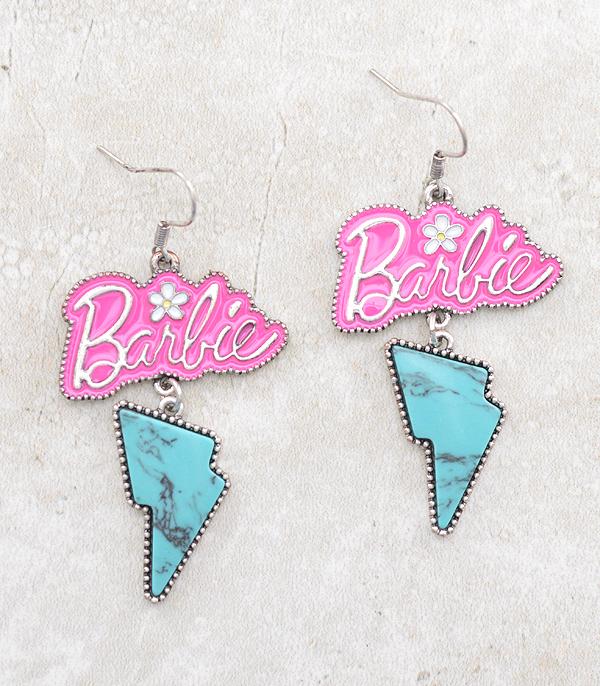 <font color=#FF6EC7>PINK COWGIRL</font> :: Wholesale Western Pink Cowgirl Bolt Earrings