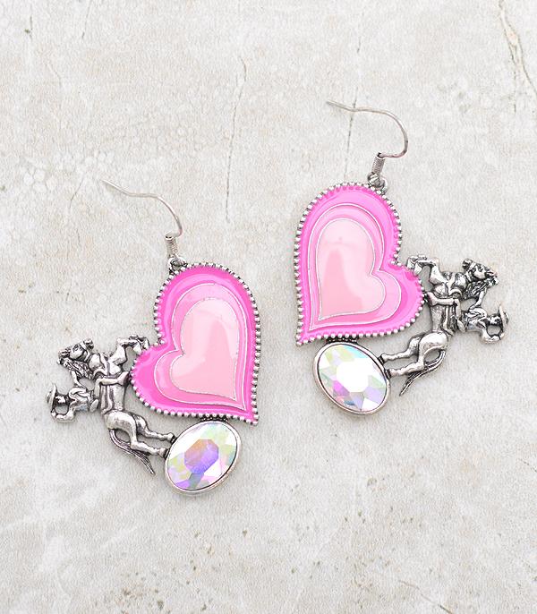 <font color=#FF6EC7>PINK COWGIRL</font> :: Wholesale Western Pink Cowboy Earrings