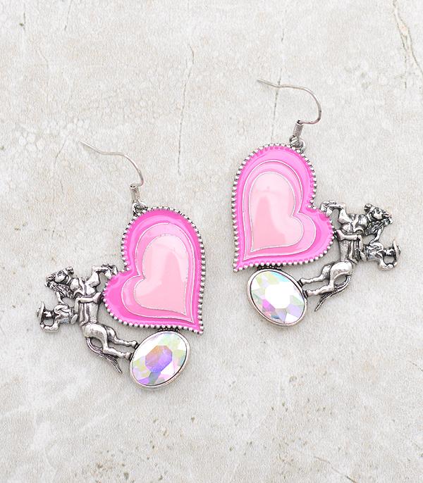 EARRINGS :: WESTERN HOOK EARRINGS :: Wholesale Western Pink Cowboy Earrings