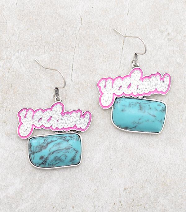 <font color=#FF6EC7>PINK COWGIRL</font> :: Wholesale Western Yeehaw Turquoise Earrings