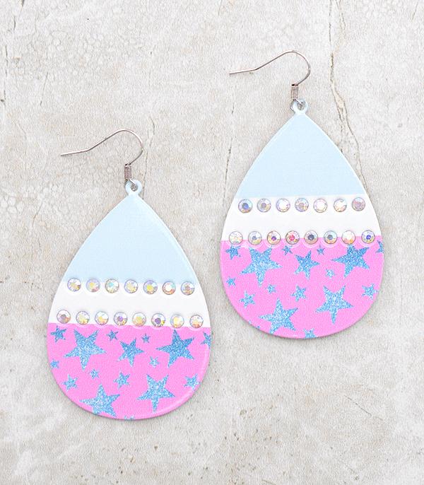 EARRINGS :: TRENDY EARRINGS :: Wholesale Western Pink Cowgirl Teardrop Earrings