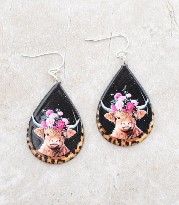 New Arrival :: Wholesale Western Cow Teardrop Earrings