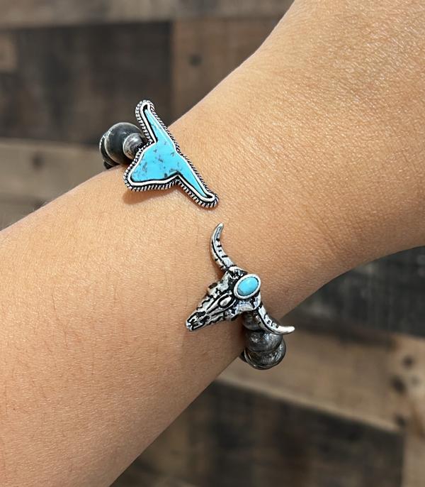 New Arrival :: Wholesale Western Turquoise Steer Head Bracelet