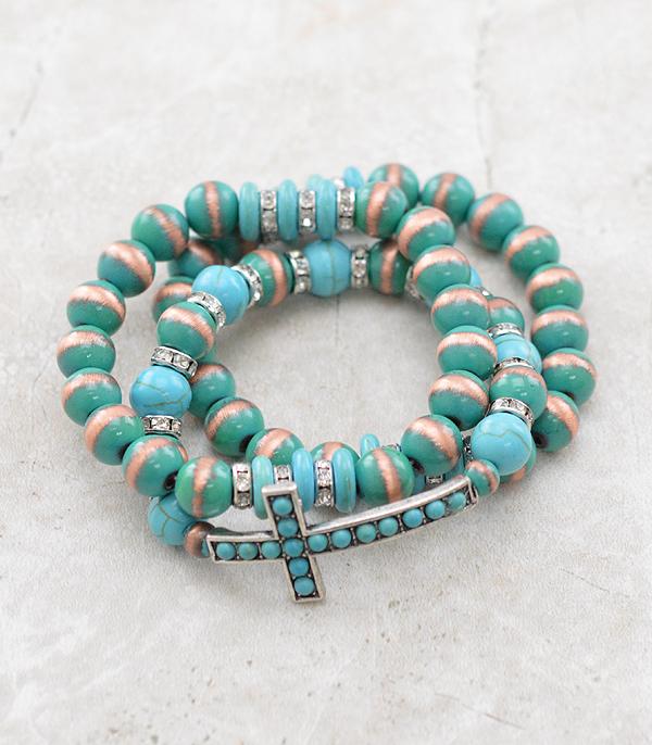 New Arrival :: Wholesale Western Cross Navajo Pearl Bead Bracelet