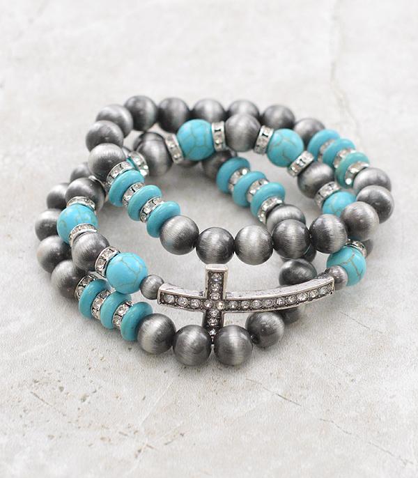New Arrival :: Wholesale Western Cross Navajo Pearl Bead Bracelet