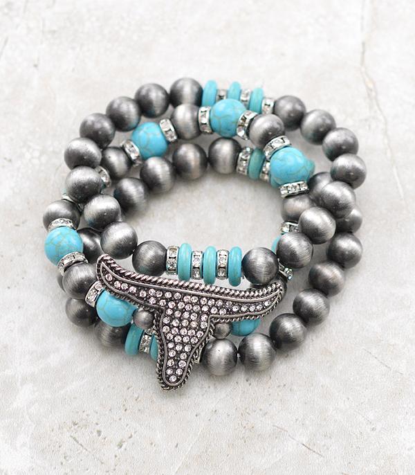 New Arrival :: Wholesale Western Steer Head Navajo Pearl Bracelet