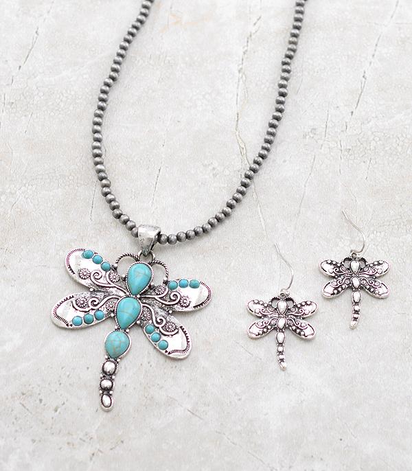 New Arrival :: Wholesale Western Turquoise Dragonfly Necklace