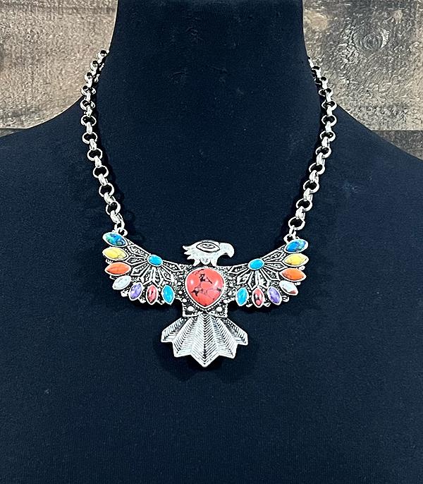 New Arrival :: Wholesale Western Turquoise Thunderbird Necklace