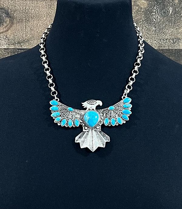 New Arrival :: Wholesale Western Turquoise Thunderbird Necklace