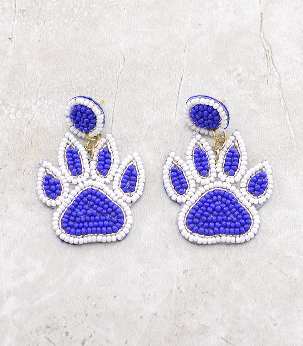 New Arrival :: Wholesale Seed Bead Game Day Paw Earrings