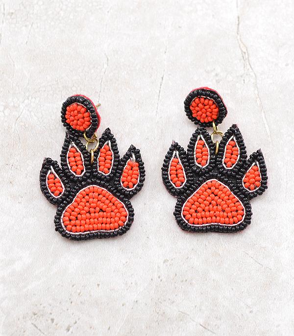 <font color=PURPLE>GAMEDAY</font> :: Wholesale Seed Bead Game Day Paw Earrings