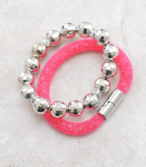 New Arrival :: Wholesale 2PC Set Disco Ball Bead Bracelet