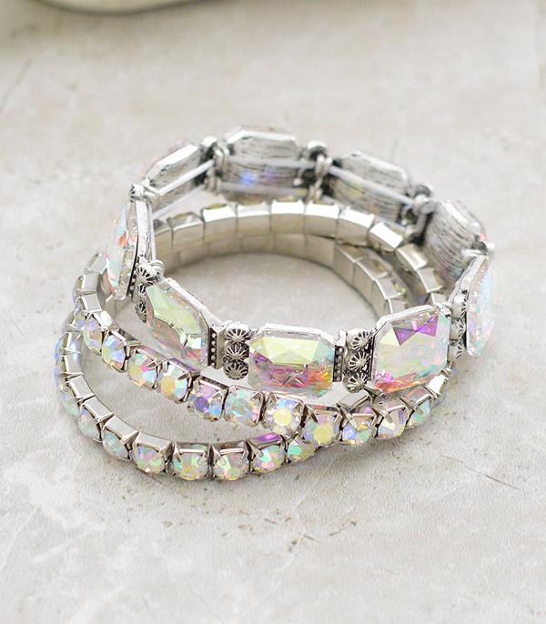 New Arrival :: Wholesale Glass Stone Stacked Bracelet Set
