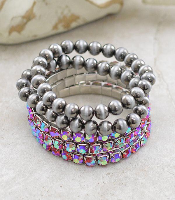 New Arrival :: Wholesale Rhinestone Navajo Pearl Bracelet Set